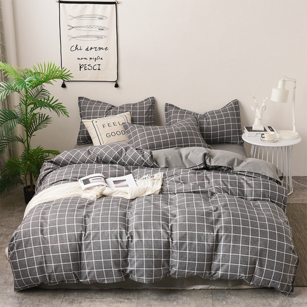 Plant Cashmere Four-piece Bedding Sets Quilt Cover Simple Quilt Cover Bed Sheet Pillowcase Duvet Cover Sets - #06 2.0m four-piece set - Image 2