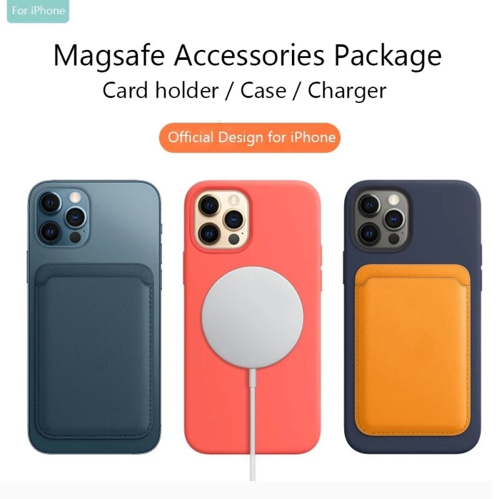 For Magsafe Magnetic Fashion Card Holder Wallet Card Solt Bag for iPhone 13 Series / for iPhone 12 Series - Black - Image 2