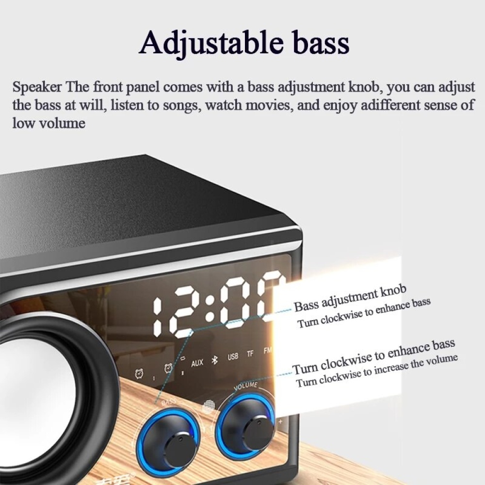 SOAIY SA-C2 Wooden Computer bluetooth 5.0 Speaker Column Large Power Adjustable Bass Subwoofer Wireless bluetooth LoudSpeaker Music Center - Standard - Image 2