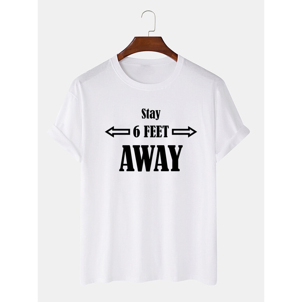 Mens Casual 100% Cotton Letter Print Crew Neck Short Sleeve T-Shirts - Black S