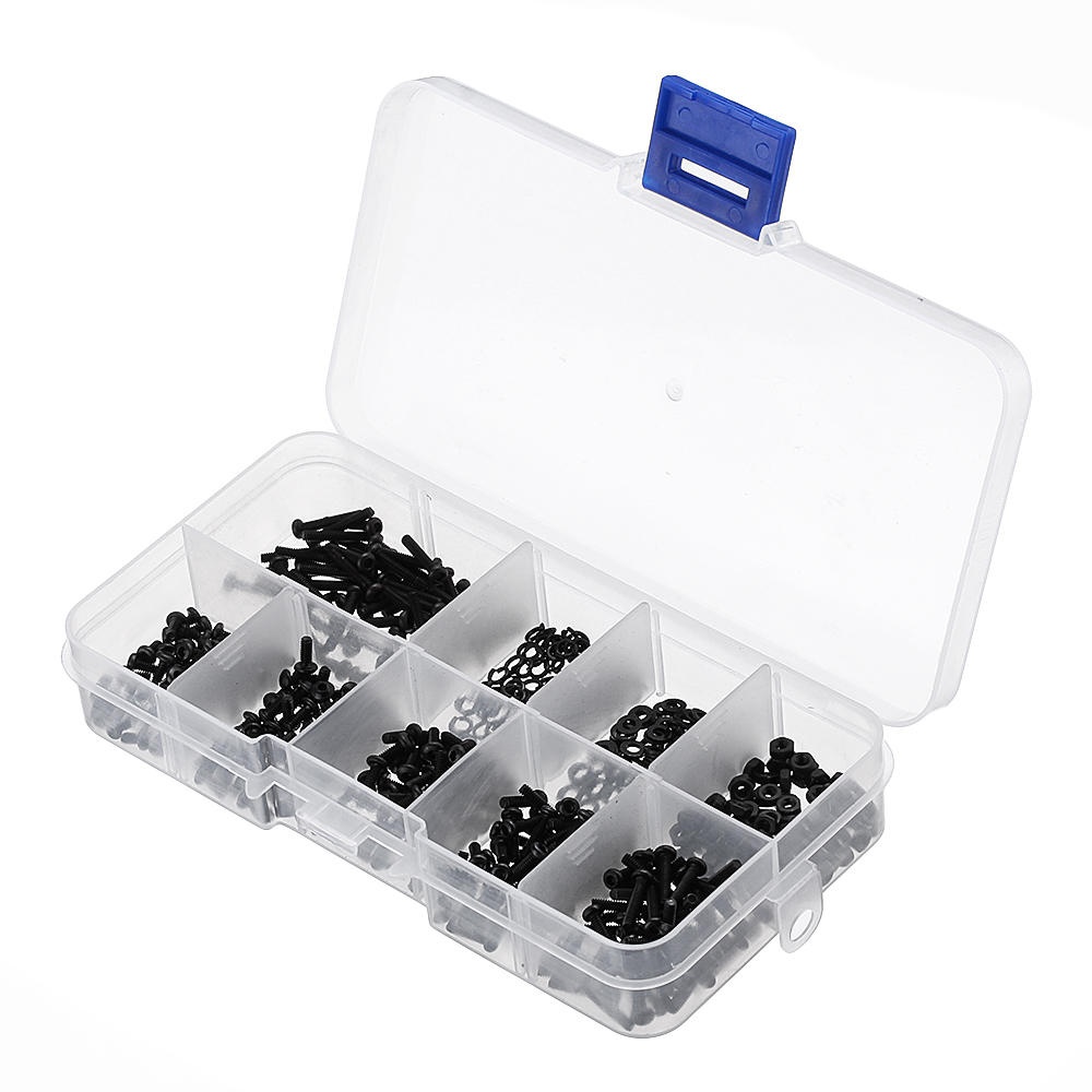 600Pcs Black Carbon Steel 10.9 Grade Hexagon Cap Button Head Flat Head Screw Nuts Assortment Set - #1 - Image 2