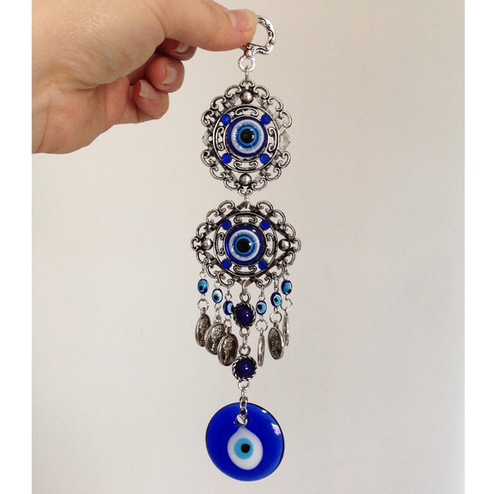 Wall Hanging Pendant Turkish Greek Blue Glass Evil Eye Lucky Eye Charm - Image 2