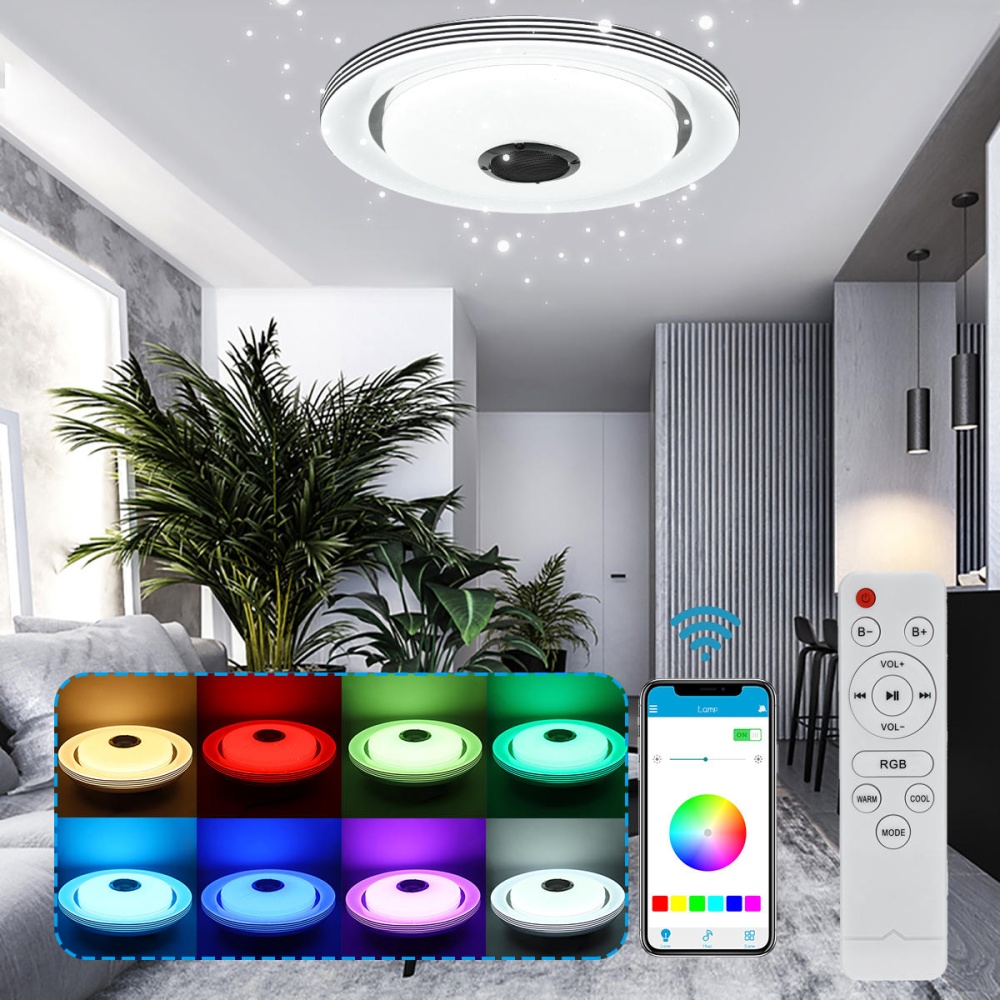 120LED Ceiling Light With Bluetooth Speaker Dimmable Remote/APP Control 110-220V - #01 - Image 2