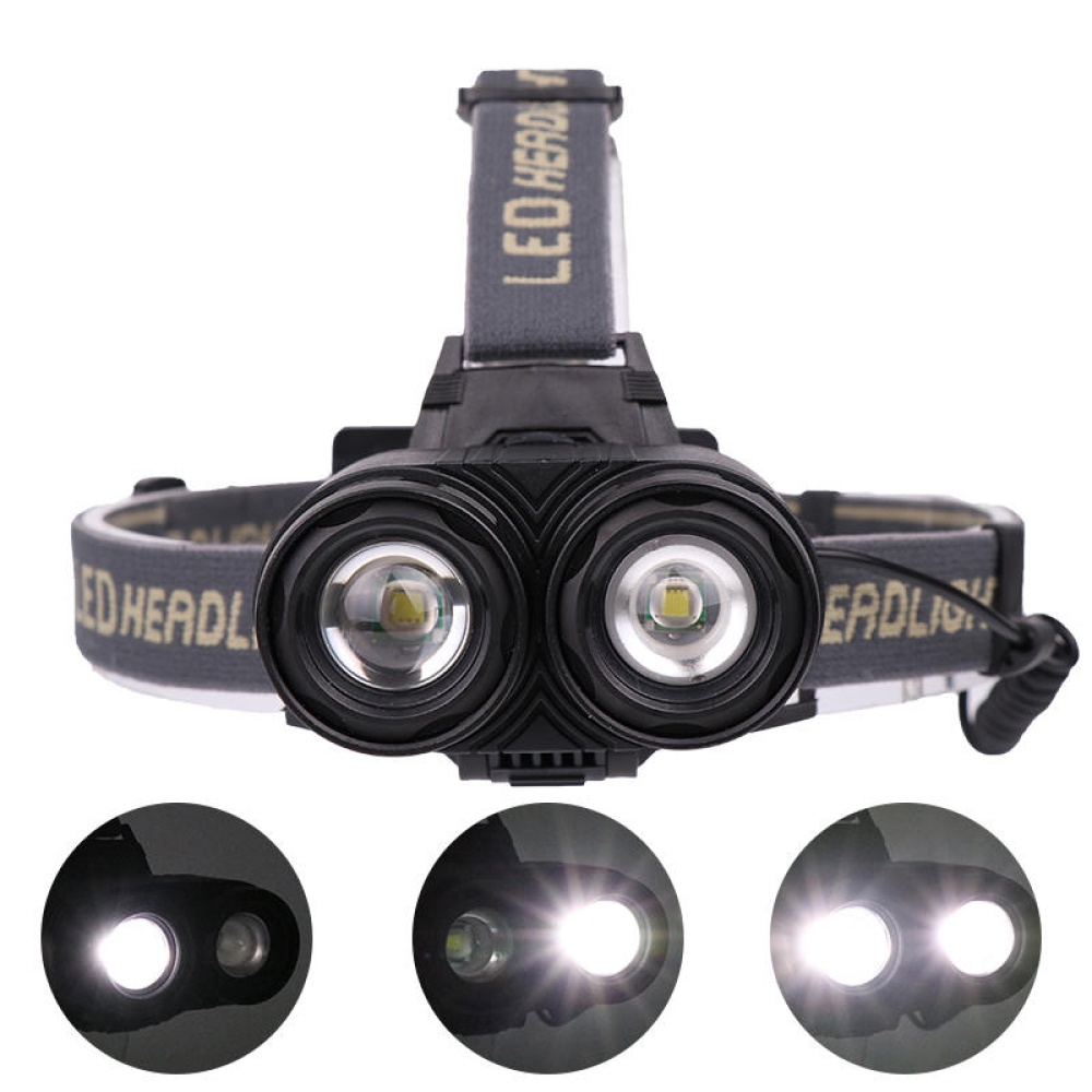 XANES 4105 1200LM 2*T6 Mechanical Zoom 4 Modes Camping Bicycle Headlamp 2*18650mAh Battery USB Rechargeable