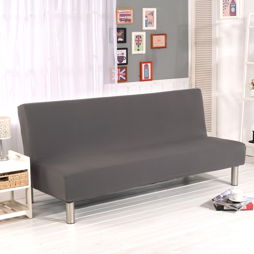 Soft Stretchy Fitted Removable Full Cover Without Armrest Folding Sofa Bed Universal Cover Sofa Cushion - Grey S - Image 2