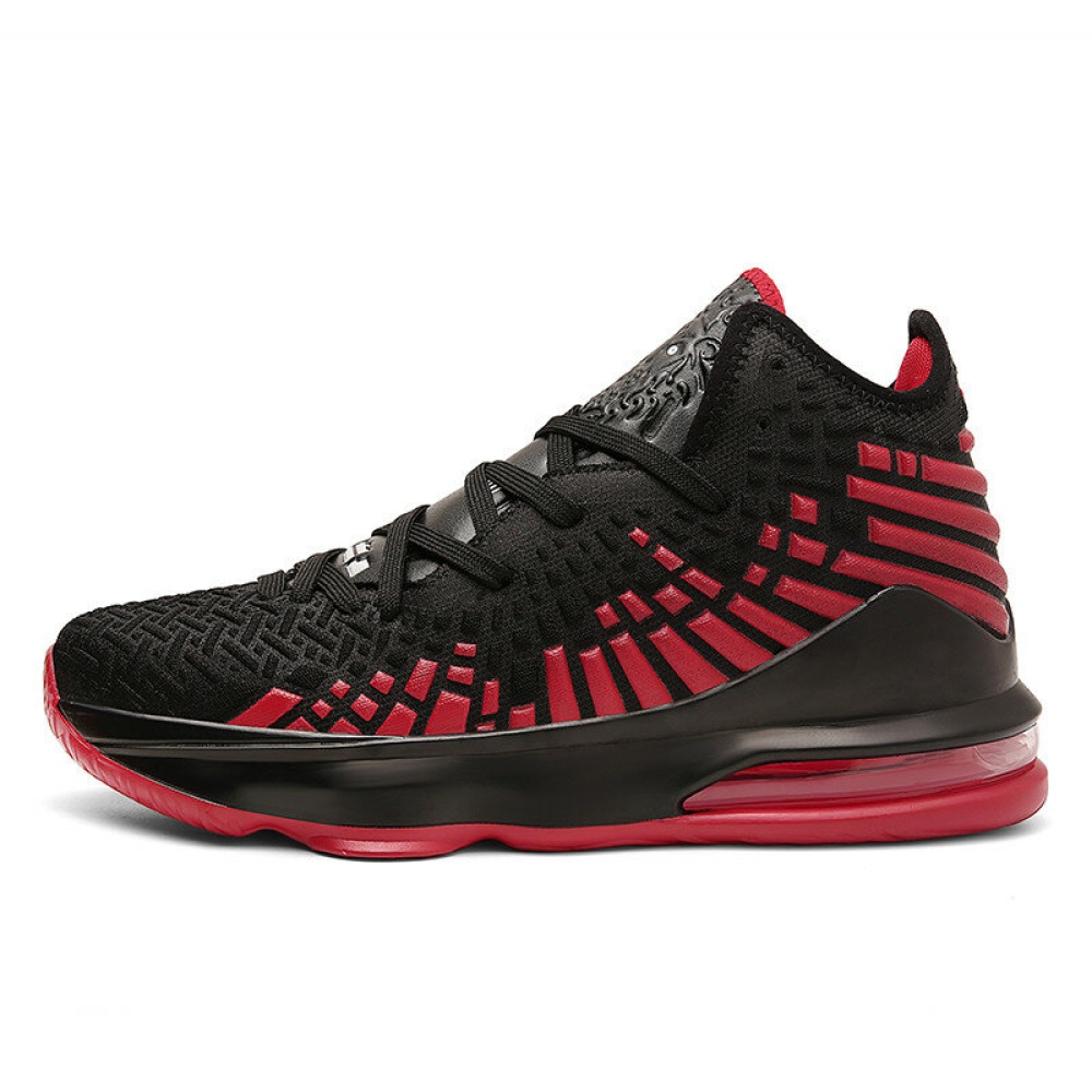 New Sneakers Non-slip Cushioning Basketball Shoes All Seasons Comfort Breathable High-top Trainers - Black 8 - Image 2