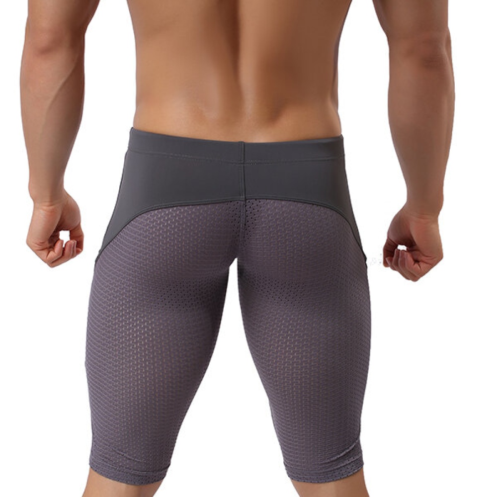 BRAVE PERSON Mesh Breathable Quick Drying Surf Swimming Trunks Men Gym Fitness Tight Sports Shorts - S Gray - Image 2