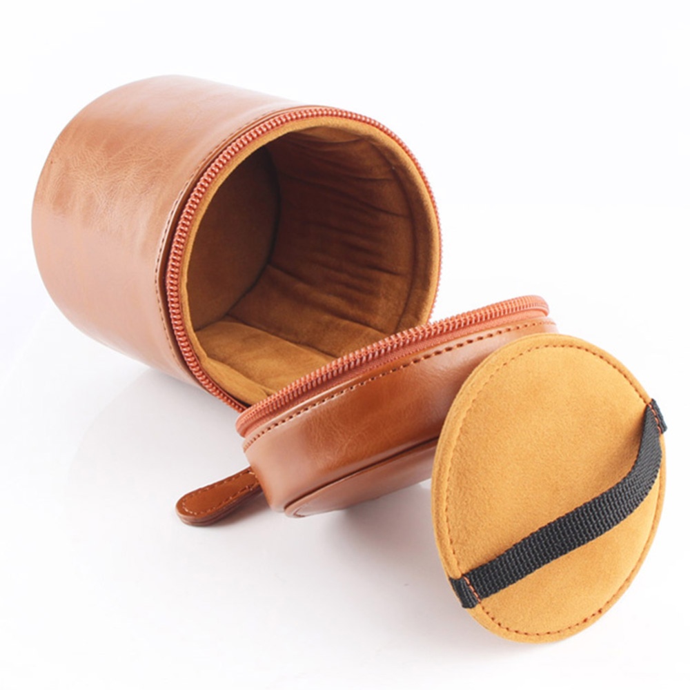 Retro PU Leather Lens Pouch Bag Protective Case for Universal DSLR Camera coffee_Medium - Image 3