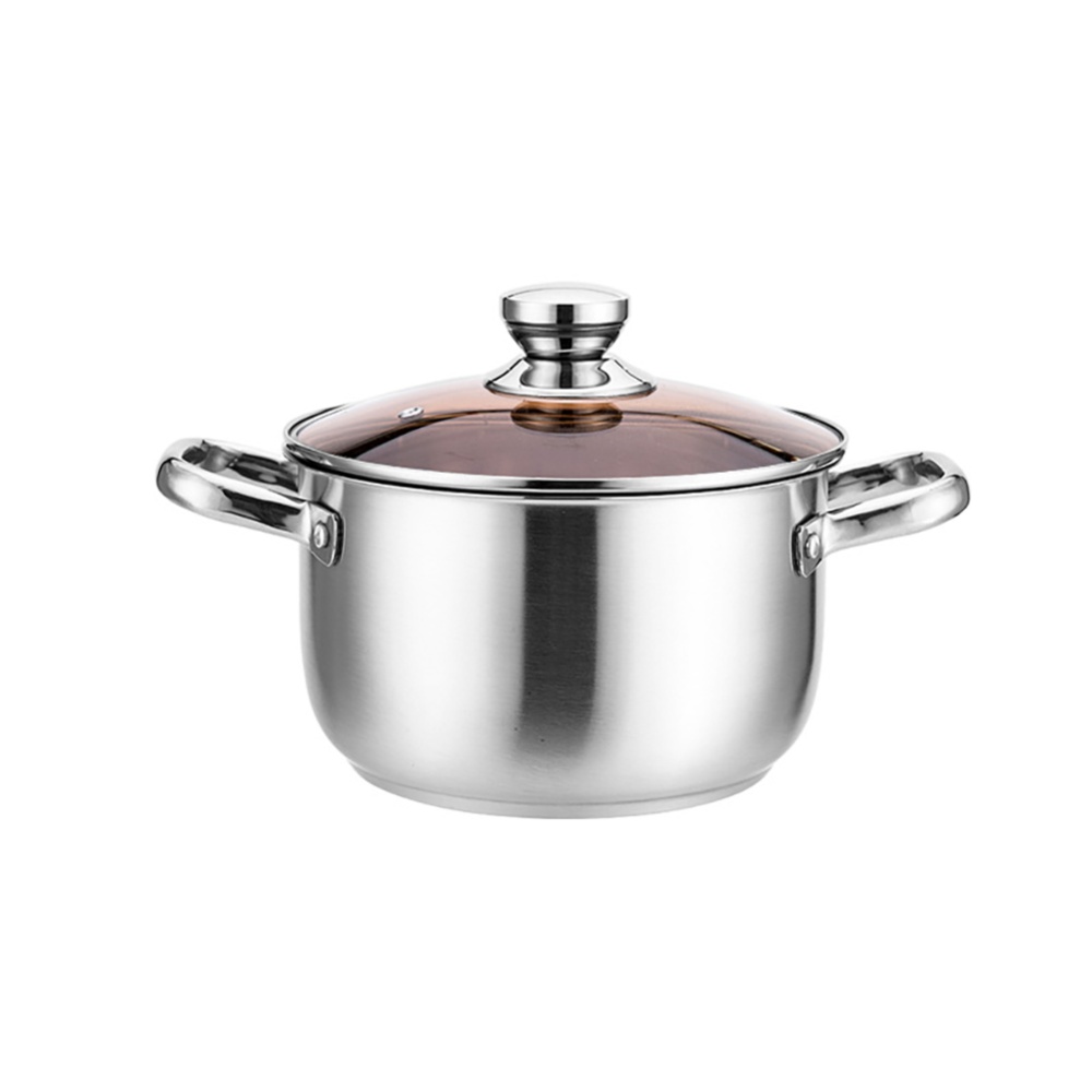 Household Soup Pot Non-sticky Thickened Stainless Steel Binaural Induction Cooker with Tempered Glass Lid - Image 3