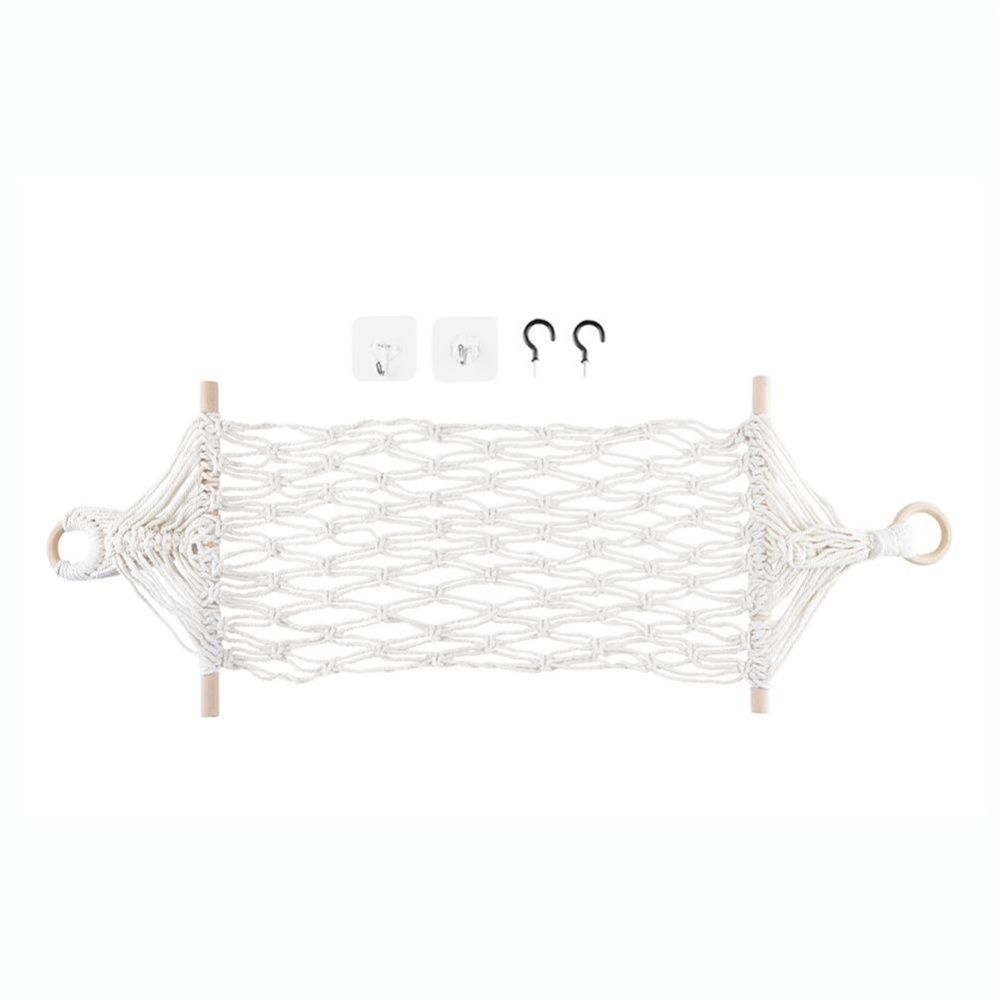 Cotton Rope Hanging Basket Breathable Kitchen Vegetable Fruit Net Holder 30*85cm (wooden ring)