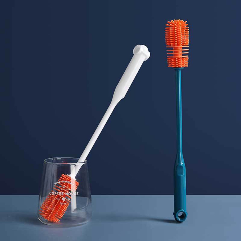 Household Cleaning Brush With Long Handle Strong Ability Bottle Washing blue + orange - Image 2