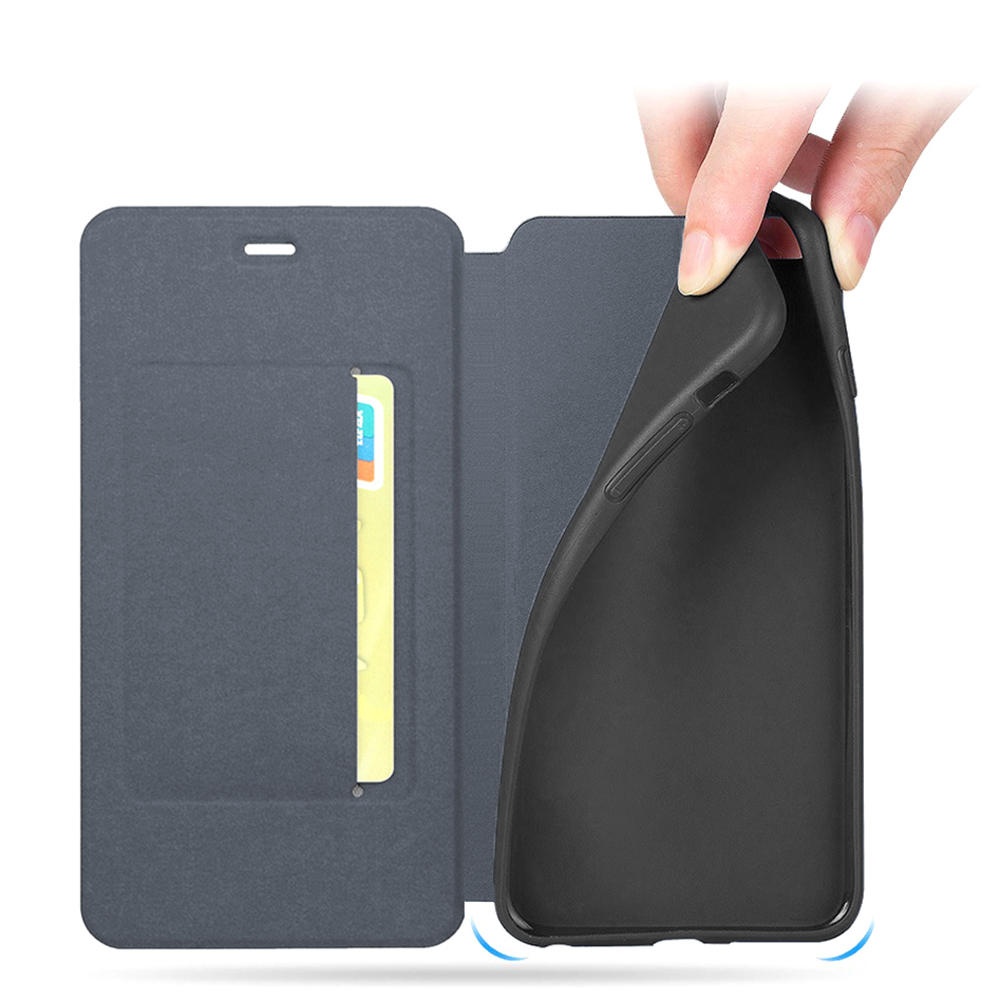 Shockproof Flip with Stand Card Slot Full Body Brushed Leather Soft Protective Case for Xiaomi Mi9 Mi 9 Lite / Xiaomi Mi CC9 Non-original - Black - Image 2