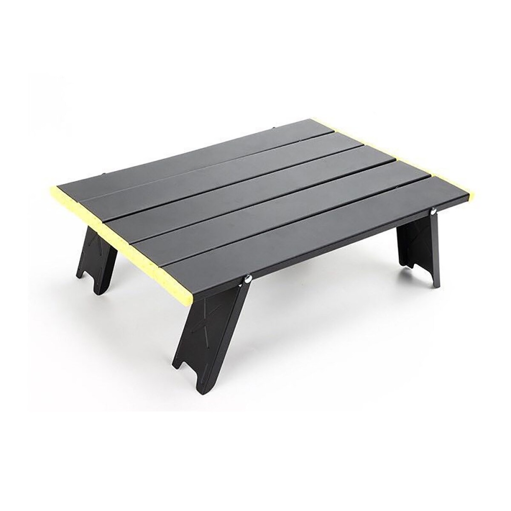 Ultralight Mini Outdoor Table Aluminum Alloy Folding Portable Picnic Desk for Wild Camping - Yellow edge of black aluminum alloy - Image 2