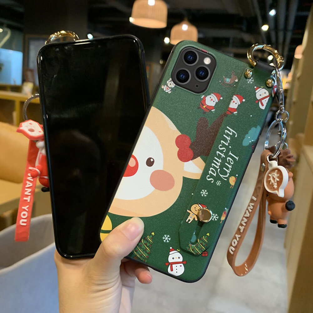 MEKS  Cartoon Deer Pattern Plating with Lanyard Wrist Strap Bracket Shockproof TPU Protective Case for iPhone 11 / 11 Pro Max / 11 Pro / XR / XS MAX - Image 2