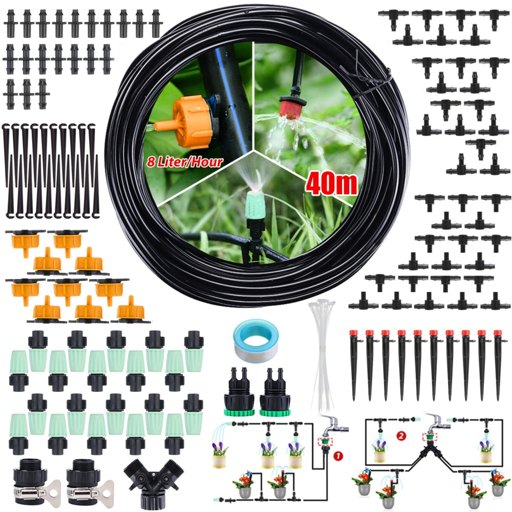 131ft/40M 47PCS Drip Irrigation Kit Adjustable Automatic Garden Watering System DIY Garden Watering Micro Drip Irrigation System Hose Kits - Image 2