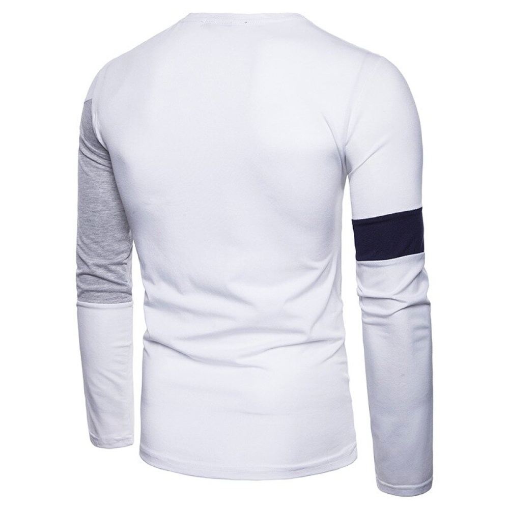 Mens Fashion Color Block Crew Neck Casual T-shirts - S white - Image 2