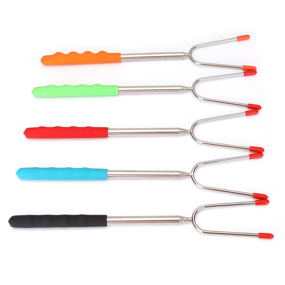 5Pcs 45'' Extendable Roasting Sticks BBQ Fork Telescoping Skewers Cooking Tool - Image 2