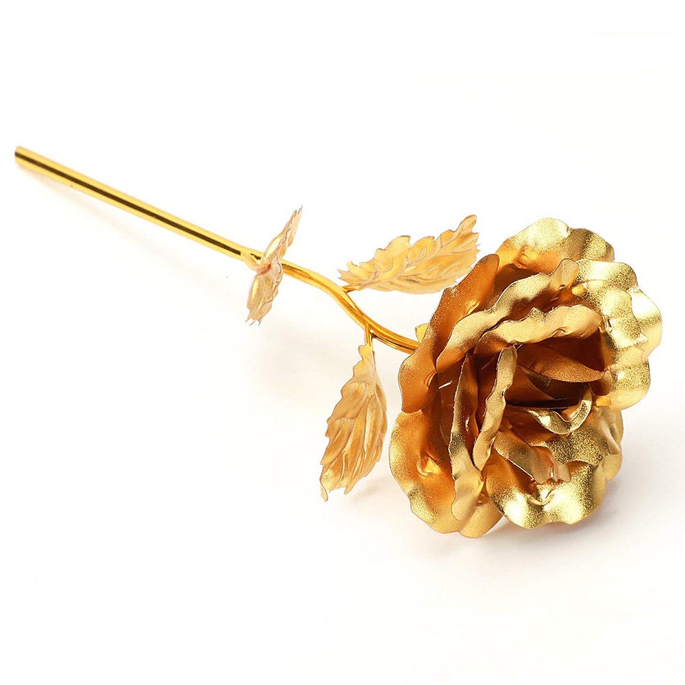 24K Gold Foil Sheets Artificial Rose Flower Birthday Thanksgiving Day Decoration Gift - Image 2