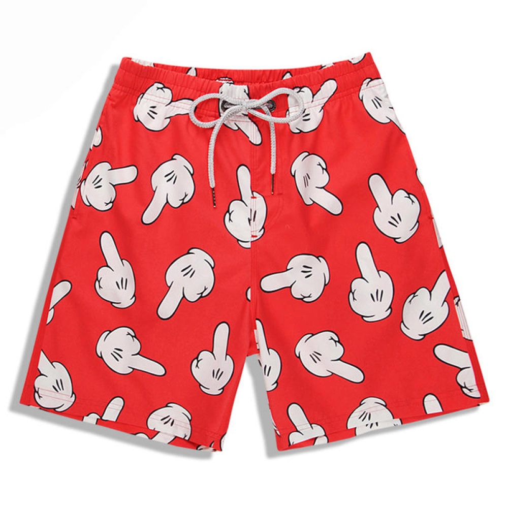 S5258 Beach Shorts Board Shorts 3D Funny Gloves Printing Fast Drying Waterproof Elasticity - XL
