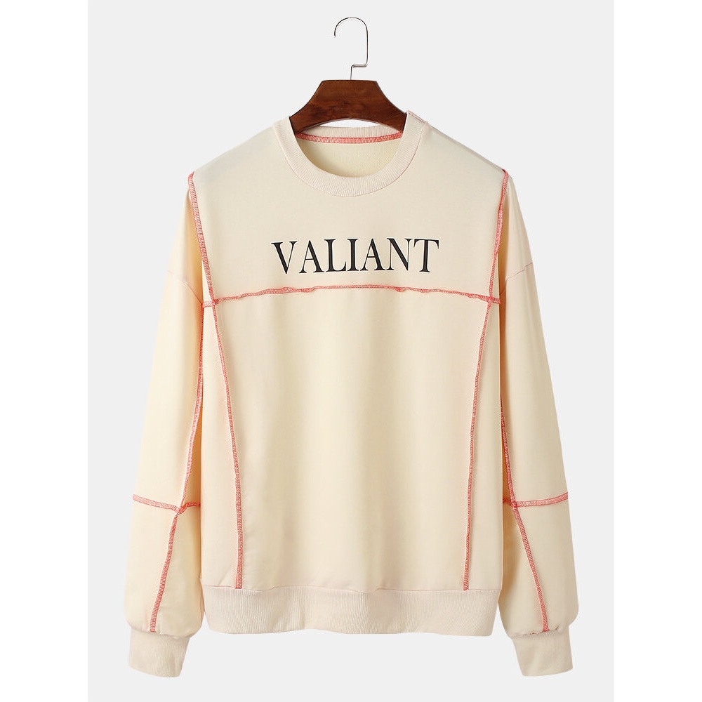 Mens Cotton Valiant Reverse Loopback Crew Neck Casual Pullover Sweatshirt - Yellow L