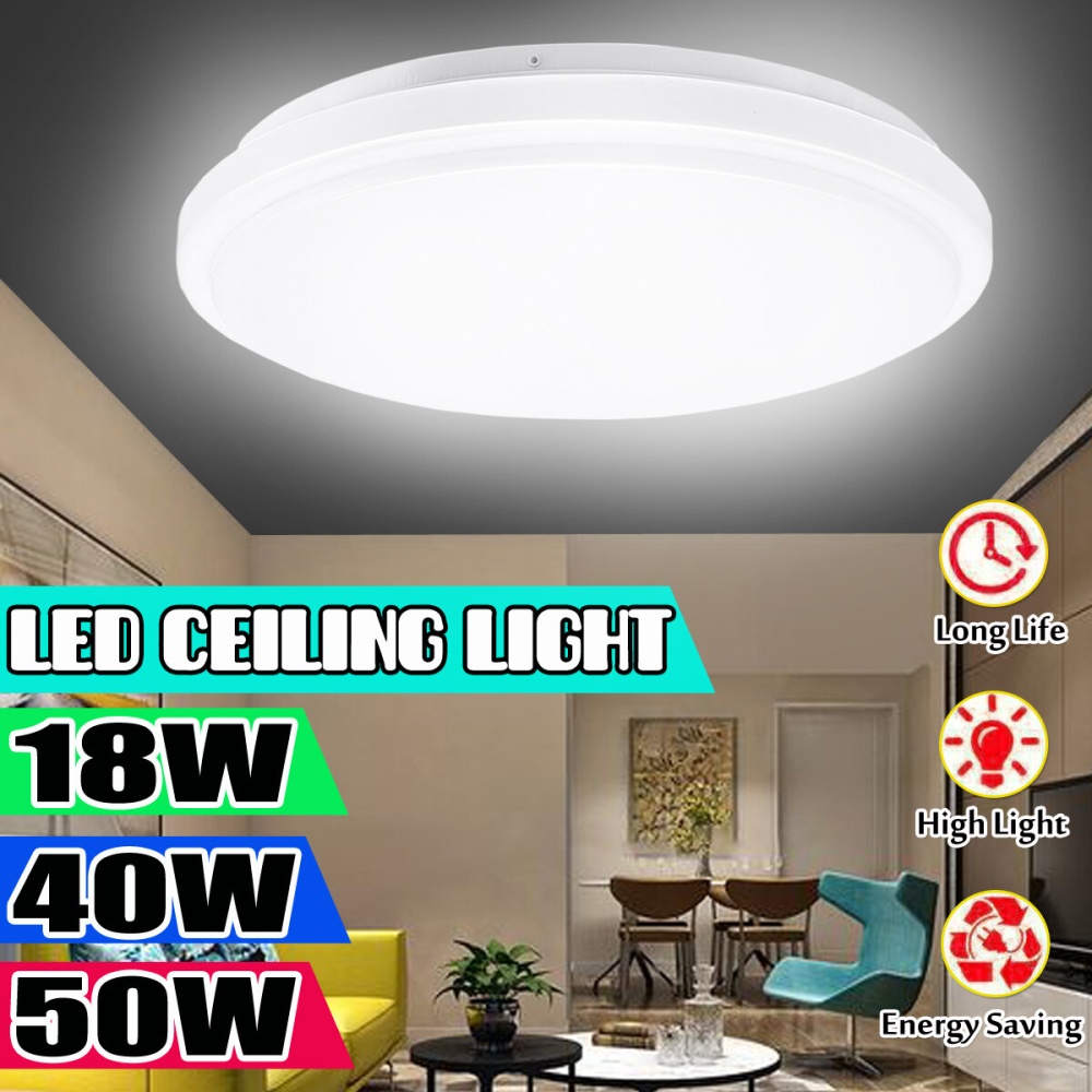 18/40/50W LED Ceiling Lights Panel Down Round Kitchen Bathroom Room Wall Lamp - 40W - Image 2