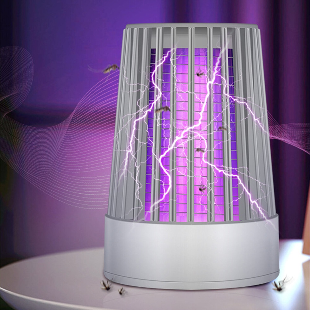 Electric Shock Mosquito Killer Zapper Trap UV Lamp USB Portable Outdoor Indoor - Grey