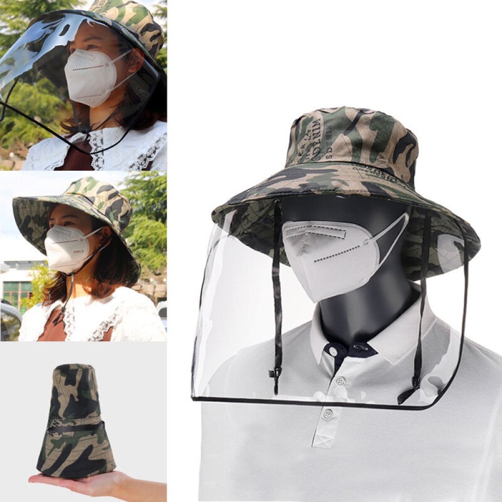 Removable Transparent Protective Mask Hat Anti-fog Splash Proof Fisherman Bucket Hat