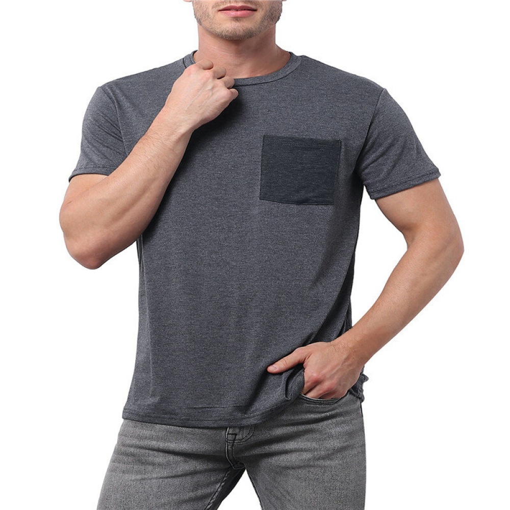 Men's Nondeformable Soft Quick-Dry Short Sleeve T-Shirts Causal Working Sports T-Shirts - S Dark Grey - Image 2