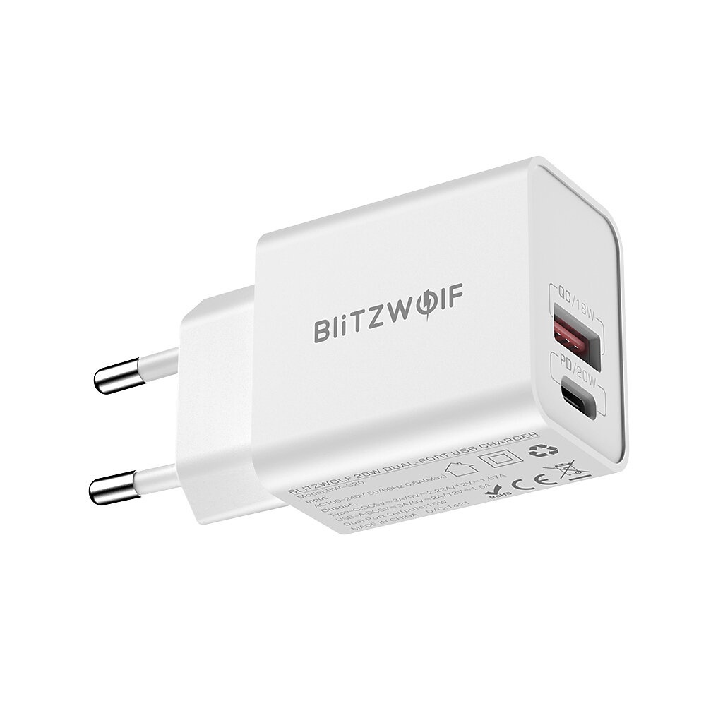 BlitzWolf® BW-S20 20W 2-Port PD3.0 QC3.0 Wall Charger Support PPS FCP SCP AFC Fast Charging EU AU Plug Adapter for iPhone 13 13 Mini 13 Pro Max for S - Image 2