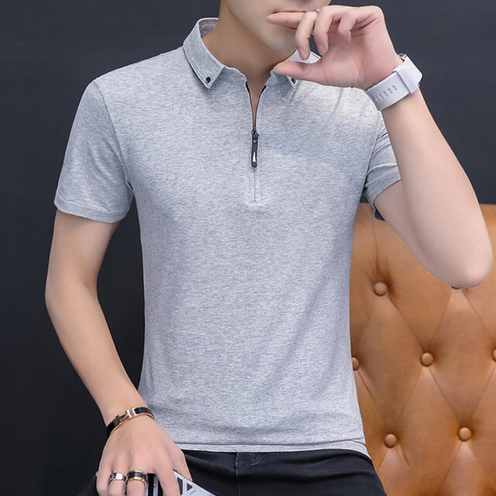 Men's Shirt Youth Casual Short-sleeved T-shirt New Fashion Slim Sports Shirt Men's Tide Generation - XL Dark Gray