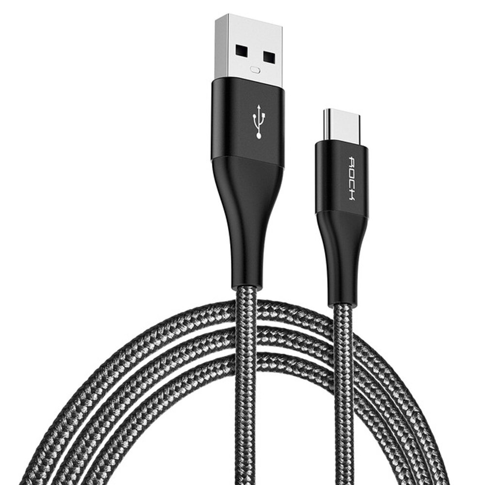 ROCK 5A Type C Magnet Fast Charging Data Cable For HUAWEI P30 MI9 Oneplus 7 S10 S10+ - Black - Image 2