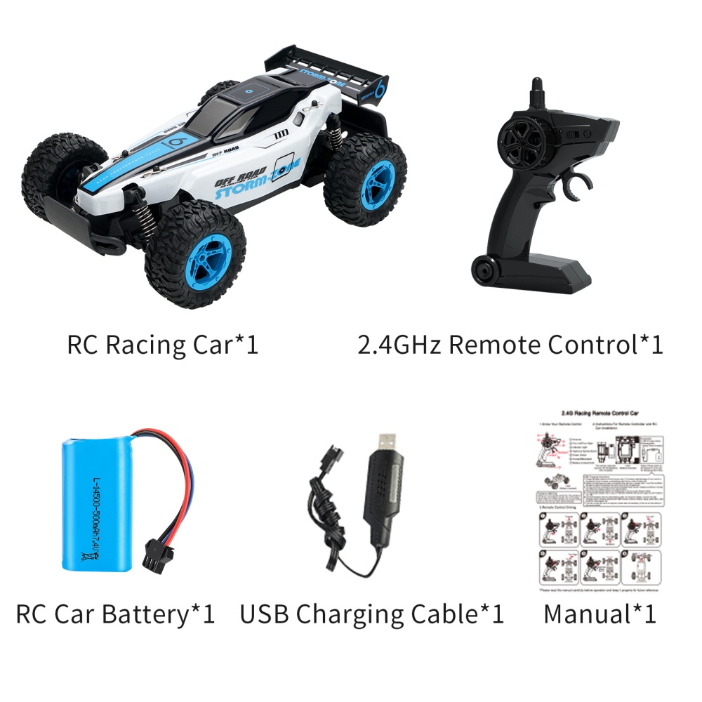 1:14 2.4G RC Racing Car 4WD Remote Control High Speed Electric Climbing Stunt Drift Vehicle Model Toy For Boy blue - Image 2