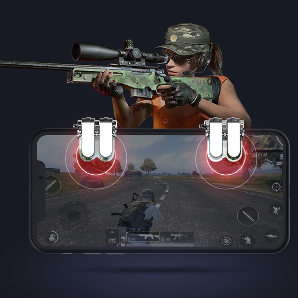 PUBG Phone Gamepad Trigger Fire Button Controller for iPhone Xiaomi - Transparent - Image 2