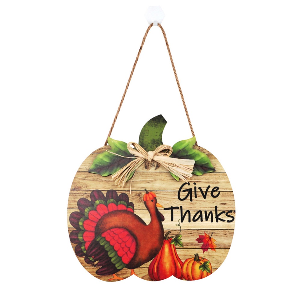 Welcome Sign Ornaments Wooden Country Style Pumpkin Pattern Door Pendant Decoration Turkey