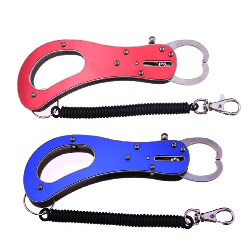 Stainless Steel Portable Fishing Lip Gripper tool with Missed rope - Blue - Image 2