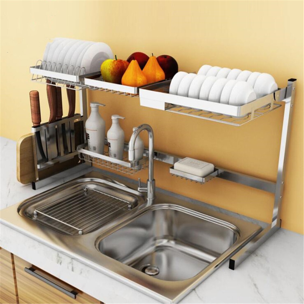 Stainless Steel Kitchen Dish Drying Rack Dish Drainer Rack Storage Shelf Rack Cup Plate Dish Rack Holders Organizer - 4 gaten - Image 2