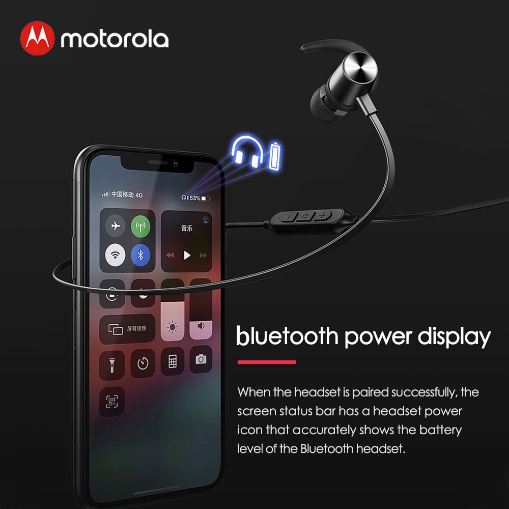 MOTOROLA VerveLoop 105 TWS bluetooth Earphone Neckband IPX5 Waterproof Voice Assistant Sound Quality HD Call Headphone With Mic - Black - Image 2