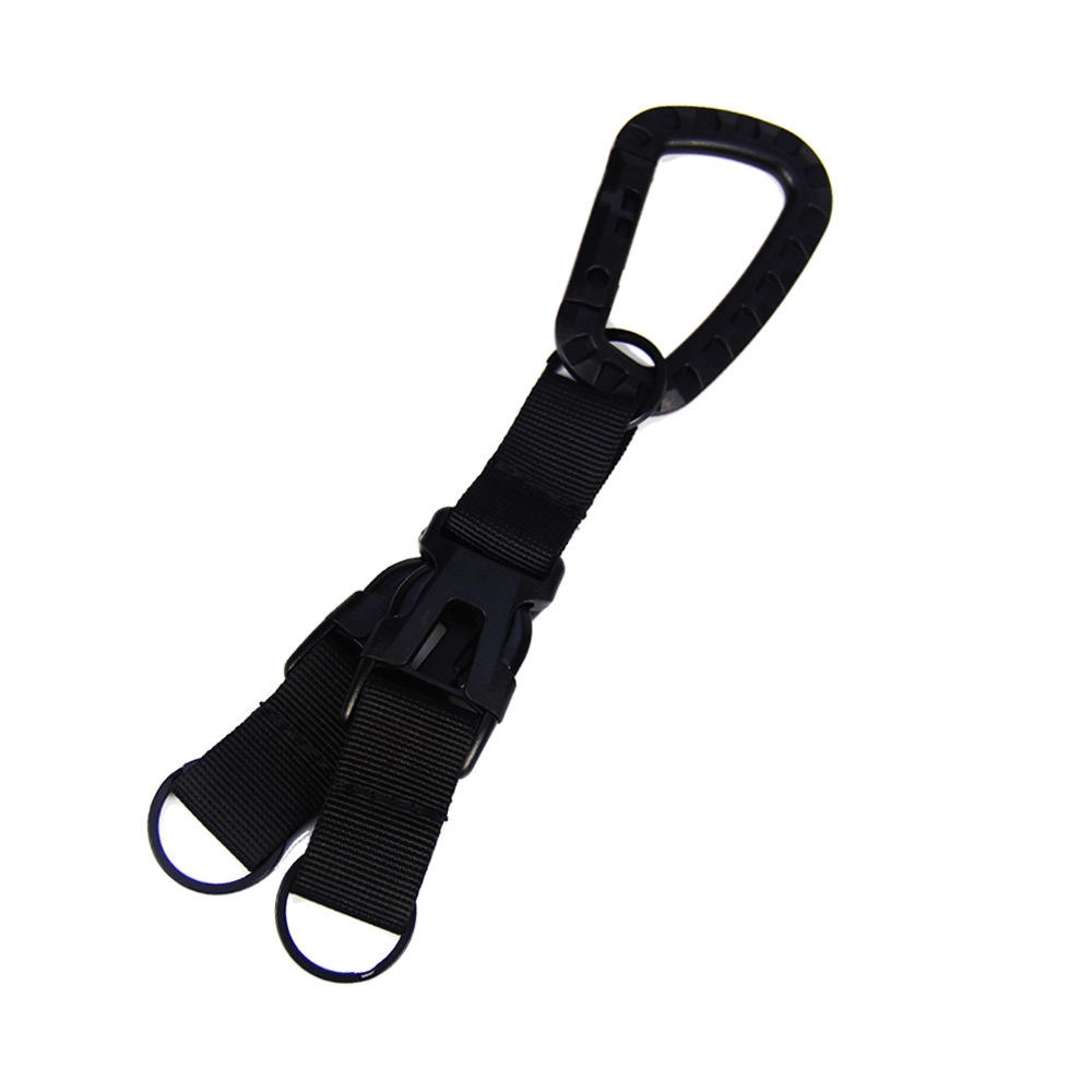 D Shape Tactical Buckle Climbing Buckle Carabiner Multifunctional Woven Key Chain Backpack Accessories - Black - Image 2