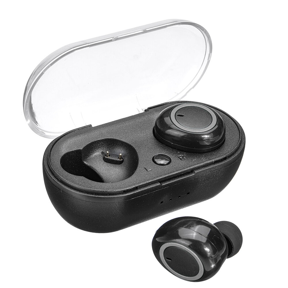 TWS bluetooth 5.0 Wireless Stereo Large Capacity Auto Pairing Lightweight Hifi Earphone With Charging Box - Black & Grey - Image 2