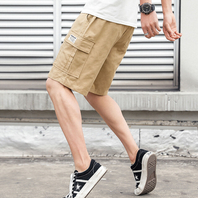 Pants Men's Trend Season Thin Section Casual Loose Sports Five Points Pants Pants Shorts Beach Pants - L Khaki