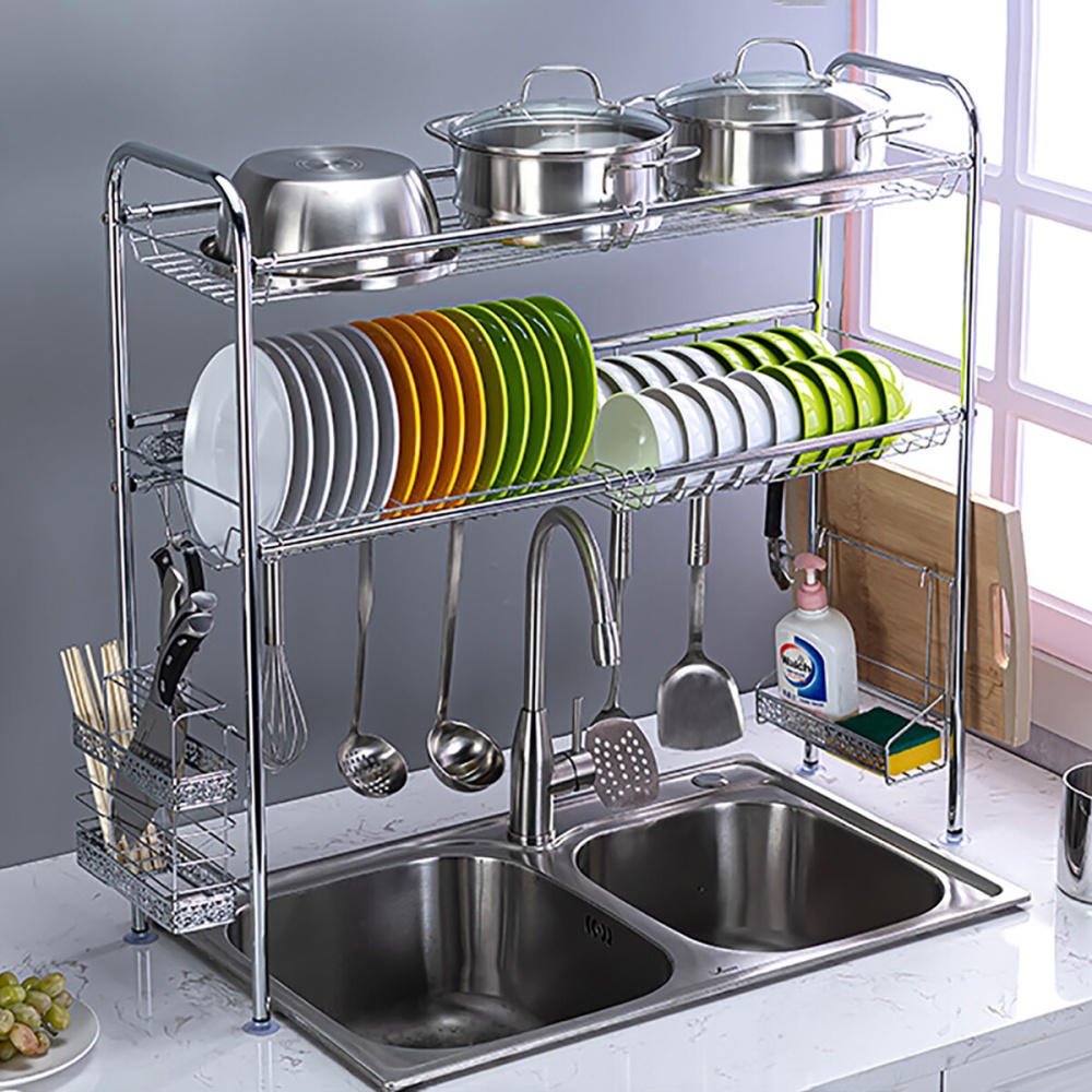 2-Tier Stainless Steel Over Sink Dish Drying Rack Holder - #1 - Image 2