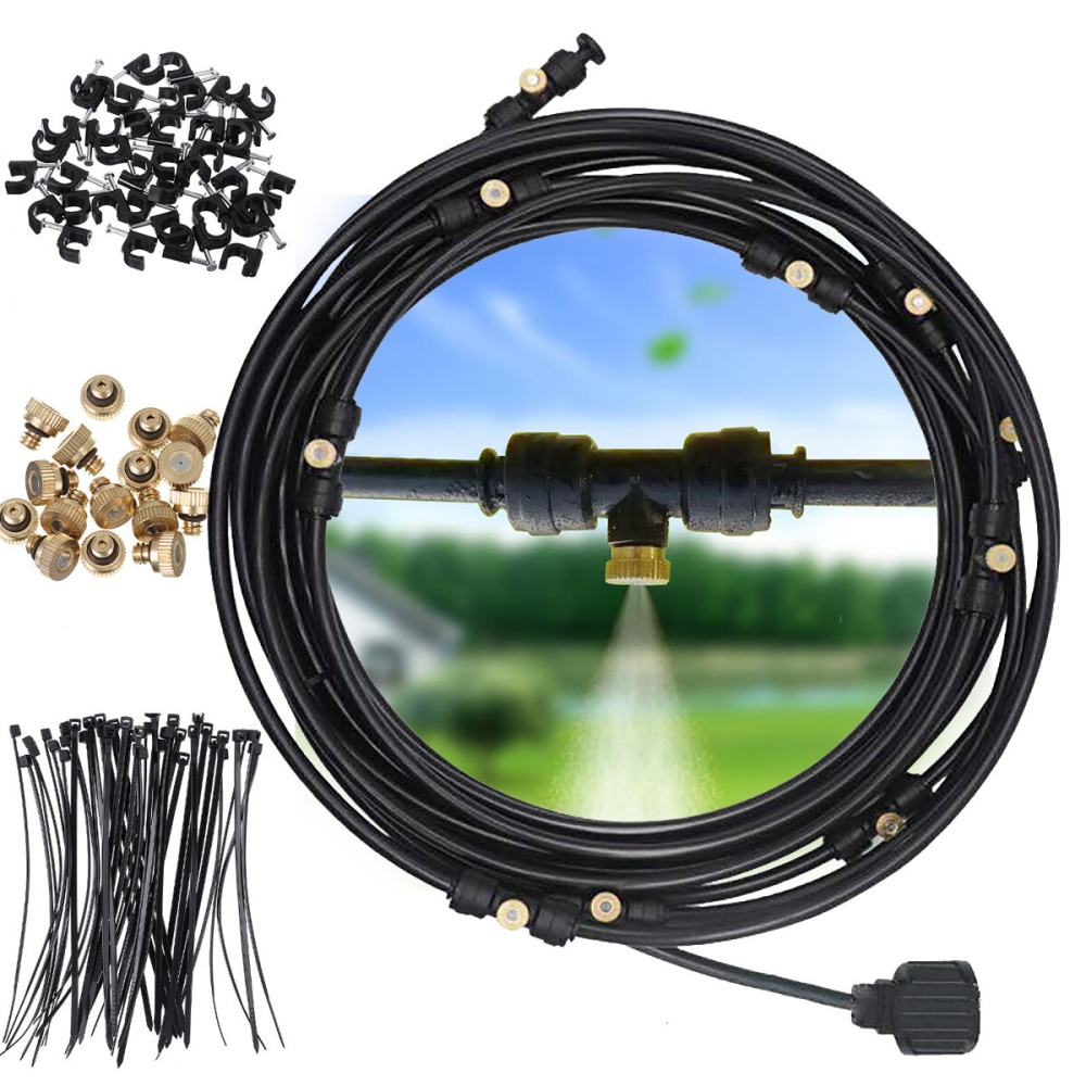 Misting Cooling System Garden Sprinkler Irrigation Outdoor Kit For Greenhouse - 6M