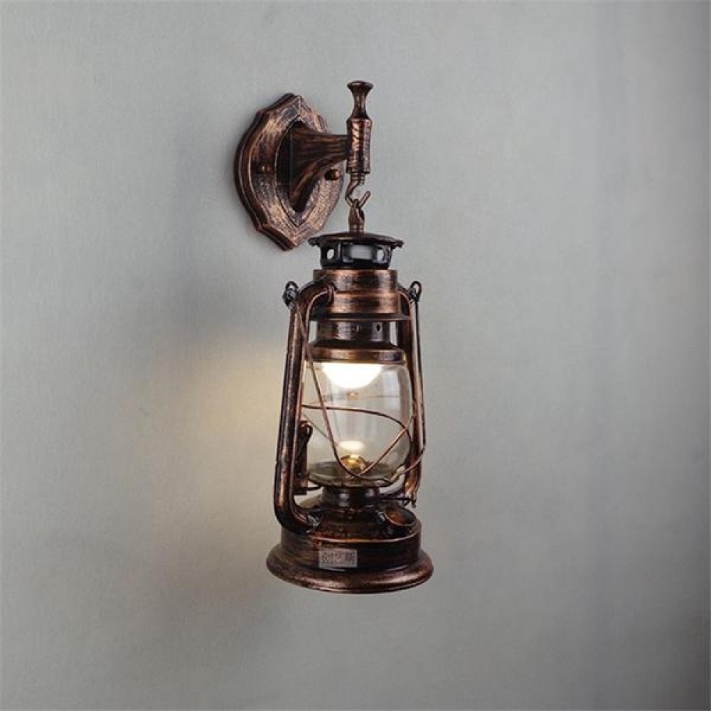 Retro Antique Vintage Exterior Lantern Wall Lamp Bar Cafe Sconce Lighting Fixture - Black - Image 2