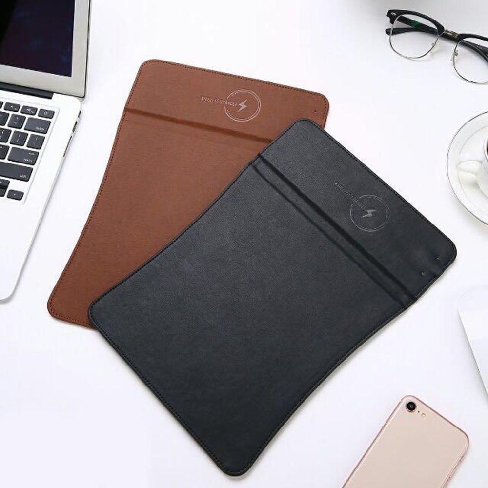 Qi Wireless Fast Charging Mouse Pad For iPhone X/8/8 Plus/Samsung Galaxy S9/S9 Plus/Note 8/Huawei - Coffee - Image 2