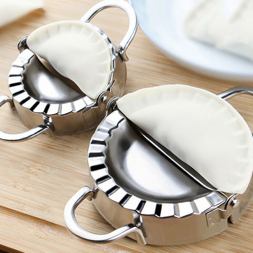 Stainless Steel Pastry Tool 2x Dumpling Maker Mould + Flour Ring Cutter 3pcs/Set - Image 2