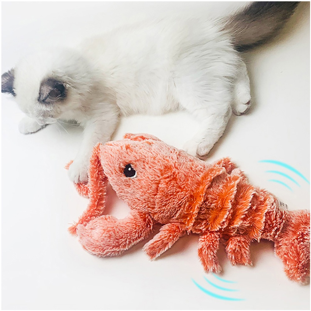 Cat Toy Plush Lobster Electric USB Charging Simulation Jumping Toys for Cats Dogs Pet Orange_USB - Image 3