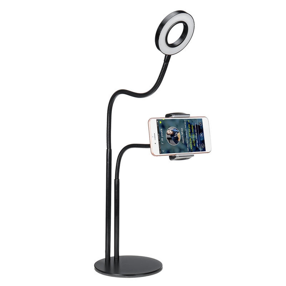 Universal Live Stream Fill Light Desktop Phone Holder Selfile Stand for iPhone Xiaomi Mobile Phone - White - Image 2