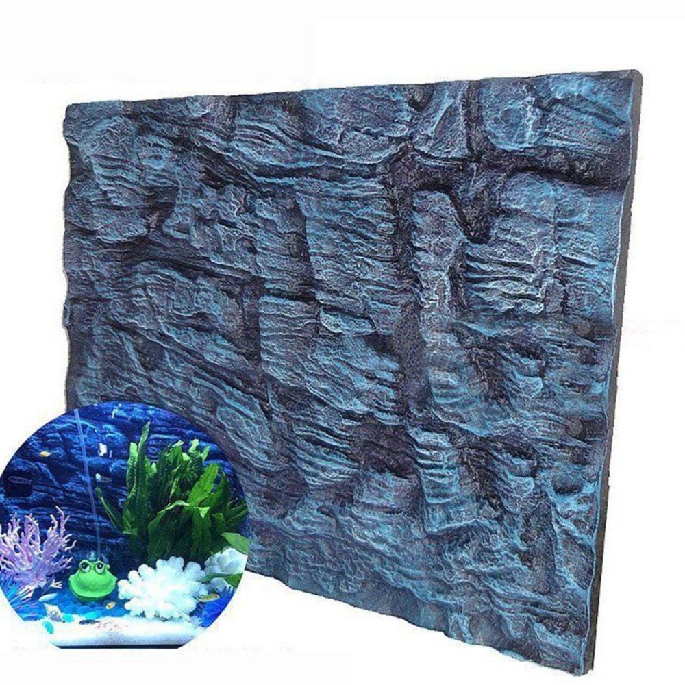 60X45cm 2pcs 3D Foam Rock Reptile Aquarium Background Backdrop Fish Tank Board - B - Image 2