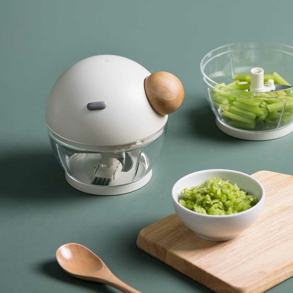 500ML Meat Grinder Manual Pull Stirring Garlic Dumpling Stuffing Artifact for Kitchen Slicing Tool - Light Grey - Image 2