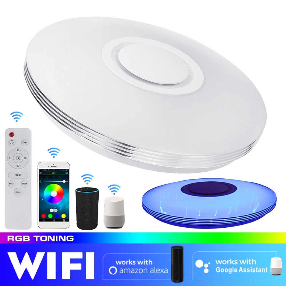 39CM RGB bluetooth WIFI LED Ceiling Light Dimmable Music Speaker Lamp With Remote Control for Indoor Home 85-265V - Image 2